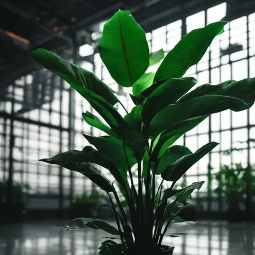 Prompt: a single plant in a large space, cinematic lights