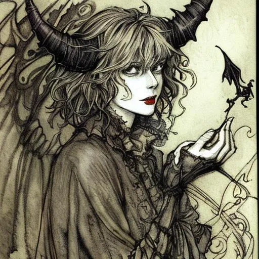 Prompt: Arthur Rackham style devil