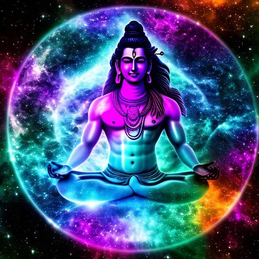Prompt: Lord Shiva, background {Galaxy , Nebula}, Meditation, Centre Frame, Himalayas, Meditating, God , Energy, 