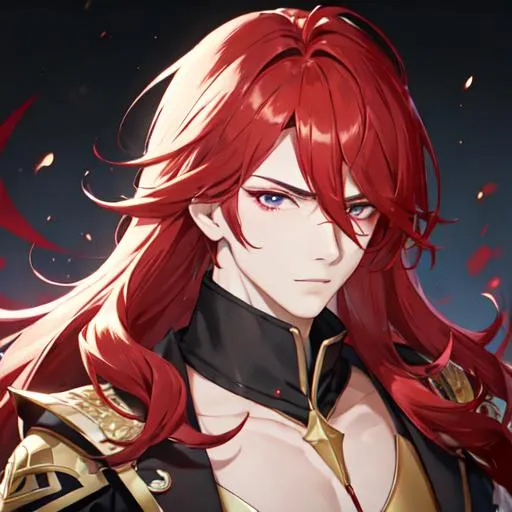 Prompt: Zerif 1male (Red side-swept hair covering his right eye) upset, UHD, 8K, highly detailed