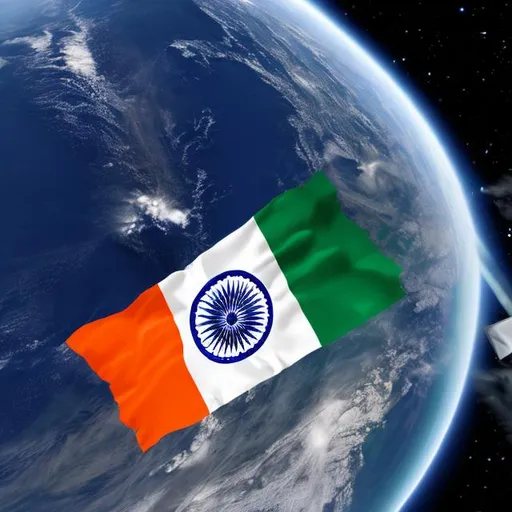 Prompt: INDIAN FLAG IN SPACE
