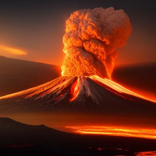 Prompt: "An insanely detailed and hyperrealistic image of the explosive eruption of Mt. St. Helens at dawn, featuring pyroclastic flows, ash clouds, and volcanic lighting. The focal point of the artwork is the erupting volcano, depicted in breathtaking 8k detail by the unreal engine 5, Detailed Render, and dynamic lighting. The fiery reds and oranges of the eruption dominate the triadic color scheme, while the flickering and intricately detailed Splash art creates a chaotic and destructive atmosphere. The volumetric lighting adds an extra layer of realism to the already ultra-realistic image, created by the artistry of Greg Rutkowski, Artgerm, WLOP, Alphonse Mucha, and Simon Stålenhag - known for his hyperrealistic and detailed sci-fi landscapes. Stålenhag's style would lend itself well to capturing the intricate details of the eruption while also adding a touch of otherworldliness to the image. The Frostbite 3 engine and Cryengine further enhance the insane details of this ArtStation masterpiece using a combination of traditional and digital techniques in mixed media art. Realism with a touch of Impressionism - This style will capture the hyperrealistic details of the eruption while also adding a touch of impressionism to create a more dynamic and visually interesting image."
_ _