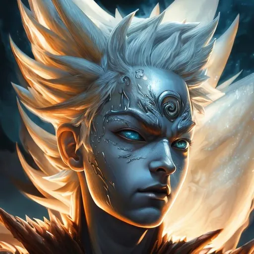 Prompt: fantasy, Naruto,  ninetails, ultra detailed artistic photography, realistic, midnight aura, full-body, night sky, detailed gorgeous face, dreamy, glowing, shadows, oil on canvas,  smooth, ultra high definition