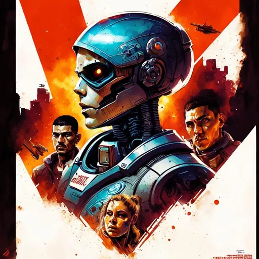 Prompt: movie poster space crime cyborg war mexico cartel