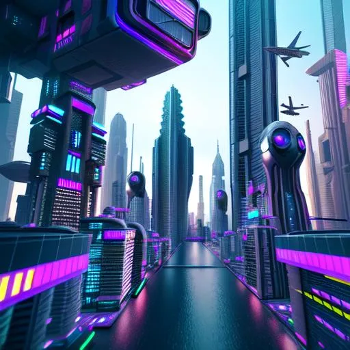 Prompt: 4k futuristic city, crowded, flying cars, cyberpunk, 3d blender render

