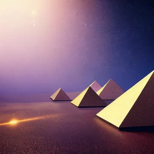 Prompt: professional photo of pyramids flying in space, 4k, octane render