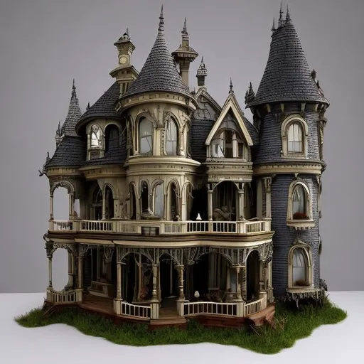 Prompt: Victorian dollhouse in the style of Tim Burton 