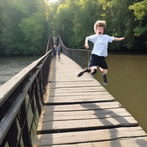 Prompt: kid jumps off bridge
