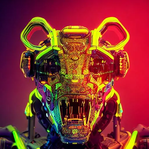 Prompt: portrait of a robotic, neon griffin with perfect composition, hyperrealistic, super detailed, 8k, high quality, trending art, trending on artstation, sharp focus, studio photo, intricate details, highly detailed