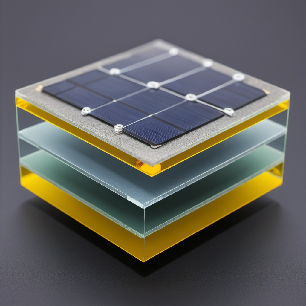 solar cells with six layers,the first layer glass, t...