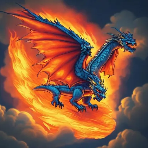 Prompt: A ghost dragon flying on the sky big fire eyes,without ear