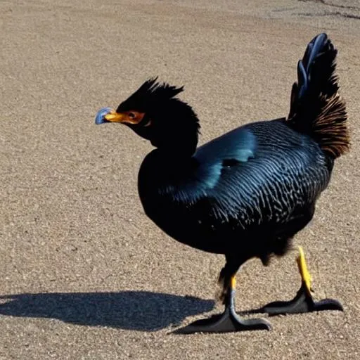 Prompt: A hybrid of a chicken and a cormorant
