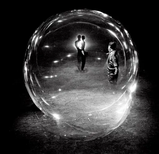 Prompt: Put a human siluet inside the bubble