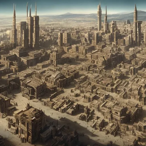 Prompt: A picture showing what modern cities looked like in 2500 AD