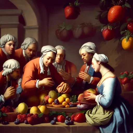 Prompt: Surgery being performed on fruit 18th century 4k