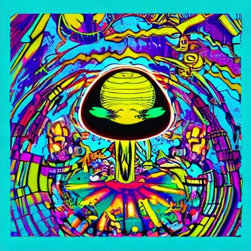 Prompt: Psychedelic space ship disco dancing