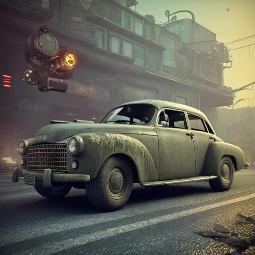 Prompt: Oldtimer mid 50s, viele Scheinwerfer, extreme Heckflossen, Ultra Heavy Design , 8k resolution concept art trending on Artstation intricately detailed by Greg Rutkowski concrete art detailed painting maximalist maximalism photorealism retroism 3D shading 3Delight Unity 3D Cinema 4D LightWave 3D volumetric lighting 1950s photo, aurora clockpunk dark academia dieselpunk fantasycore retrofuturism retro