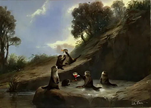 Prompt: otters having party,
elegantly and wildly