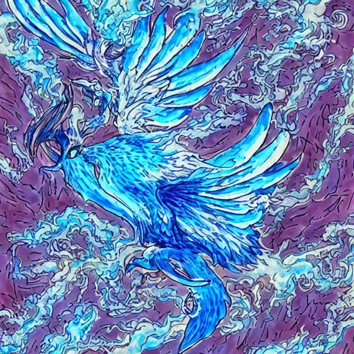 Prompt: Mythical Blue Phoenix.