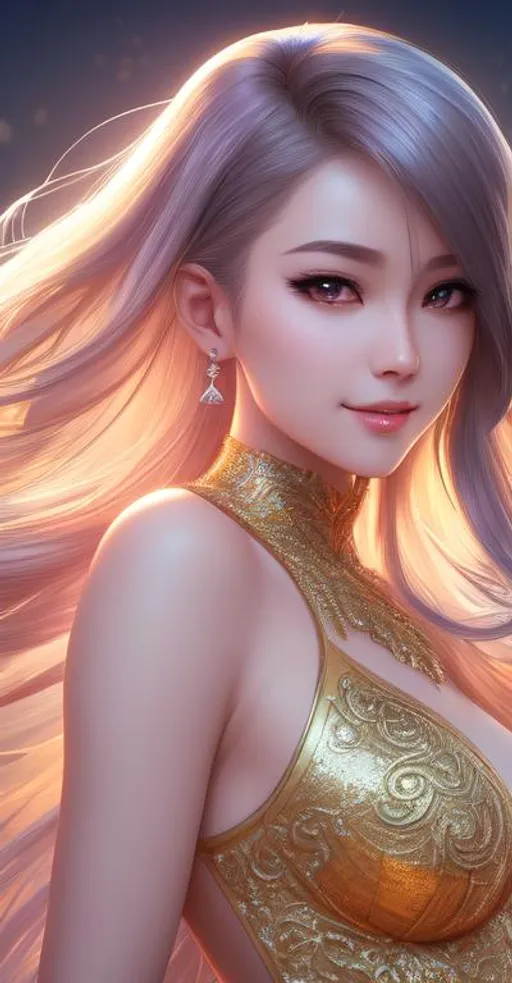 Prompt: splash art, by Greg rutkowski, hyper detailed perfect face,

beautiful kpop idol, full body, long legs, perfect body,

high-resolution cute face, perfect proportions,smiling, intricate hyperdetailed hair, light makeup, sparkling, highly detailed, intricate hyperdetailed shining eyes,  

Elegant, ethereal, graceful,

HDR, UHD, high res, 64k, cinematic lighting, special effects, hd octane render, professional photograph, studio lighting, trending on artstation