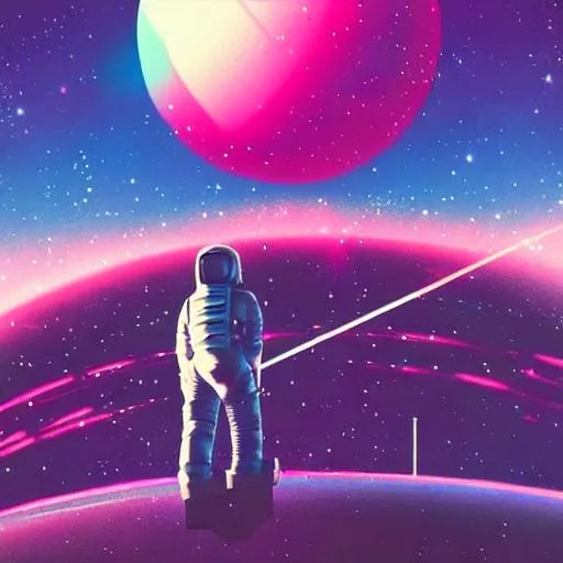 Prompt: Synthwave, space, astronaut