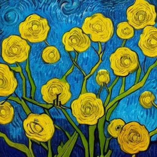 Prompt:  painting van gogh style with yellow flowers