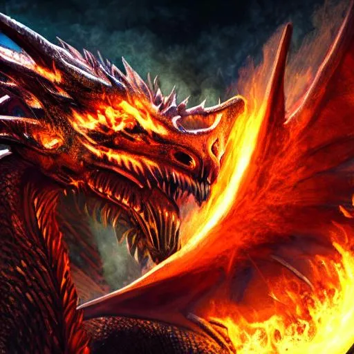 ancient dragons, fire, flames, hell, high res, 8K, h...