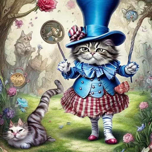 Prompt: alice in wonderland cat 