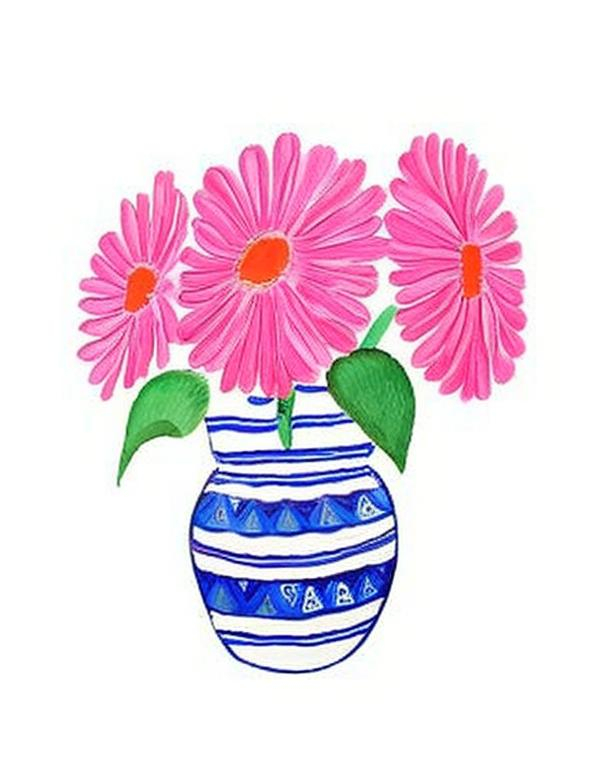 Flower pot coloring printable page for kids 6