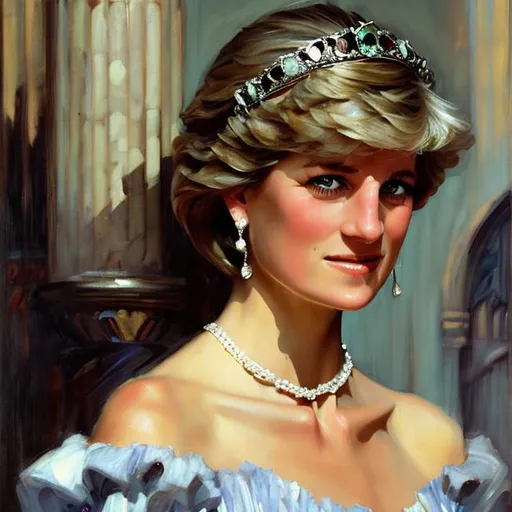 Prompt: Princess Diana, oil painting by John William Waterhouse 
 perfect composition, super detailed, high quality, trending art, trending on artstation, sharp focus