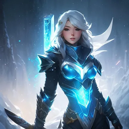 Prompt: upper torso portrait of league of legend's Ashe as frost ranger, soft lighting, perfect composition, cinematic, video game trailer, dramatic, detailed painting, 8k, octane render, by makoto shinkai, stanley artgerm lau, wlop, rossdraws, concept art, digital painting, looking into camera,