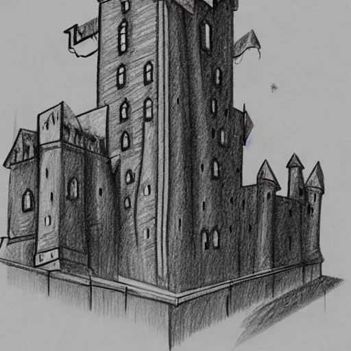 Sketch Of A Giant Creepy Castle In The 1500 