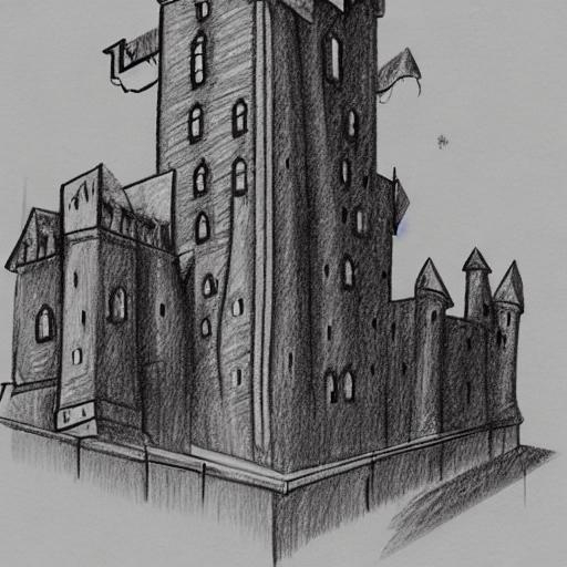 sketch of a giant creepy castle in the 1500 | OpenArt