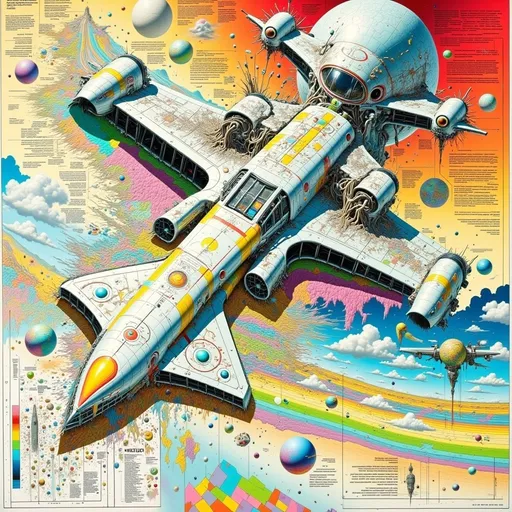Prompt: Diagram about the intergalactic postal service; show different cars; including explanations and calculations; lots of scribbles; vintage sci-fi; sovjet style; biomechanical cyberpunk; dystopian feeling; futurism; chromatic colours; looks like a chart for school