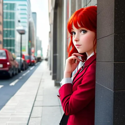 Prompt: little red head girl pretends to be a private detective

