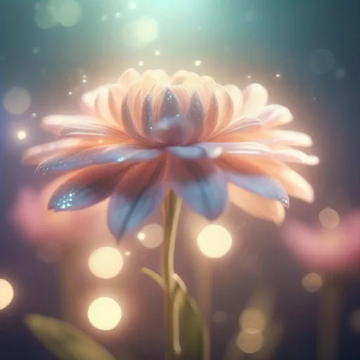 Prompt: extremely realistic flower with dreamy sparkly atmosphere and lighting, hazy filter overtop