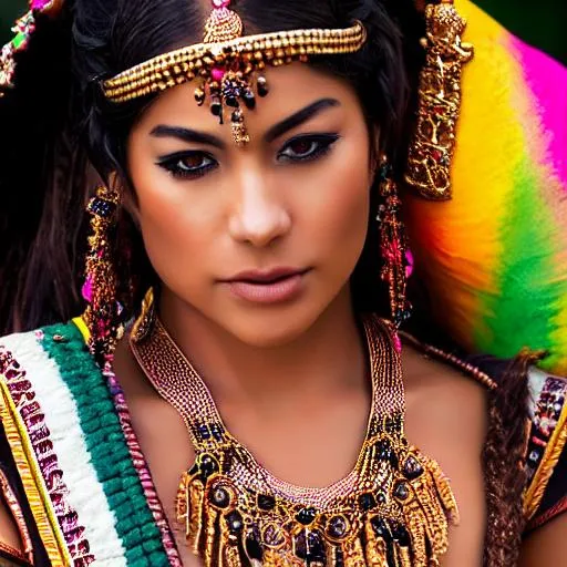 a beautiful inca princes woman with black and brown... | OpenArt
