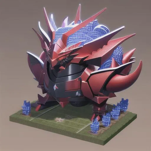 Prompt: 3d detailed small Sprite massive head red dragon unit for a turn based medieval Game , background white