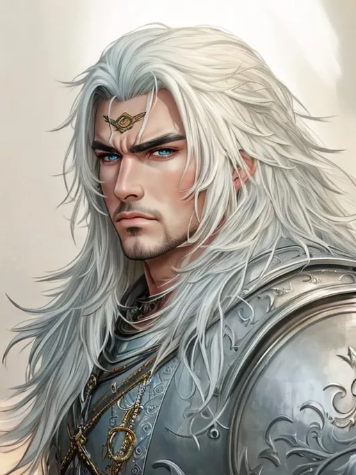 Prompt: UHD, 8k, high quality, ultra quality, Very detailed, high detailed face, high detailed eyes, anime style, medieval, fantasy, man, gorgeous, strong man, fitness, warrior, armor, angry