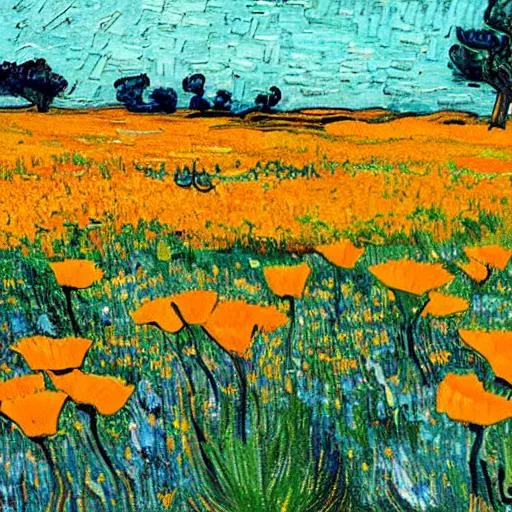 Prompt:  field of california poppies in 
 Van Gogh
 style




