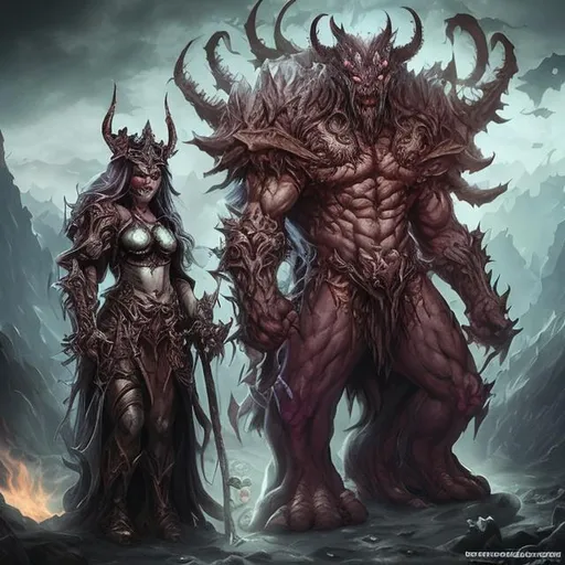 Prompt: behemoth demon king and queen