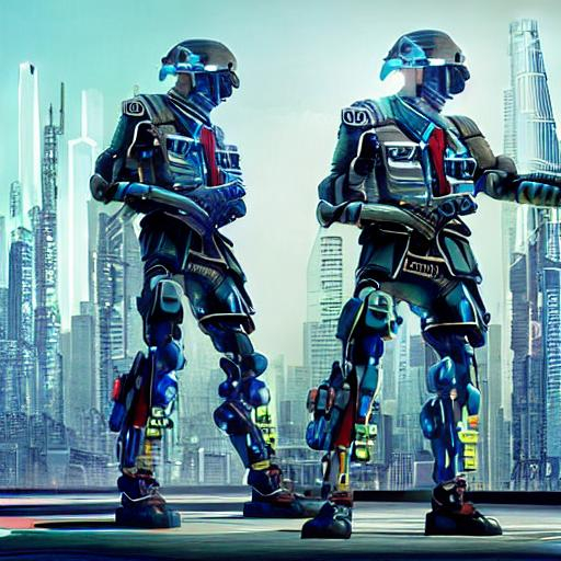 Futuristic, utopia, cyberpunk, city, soldiers, reali... | OpenArt