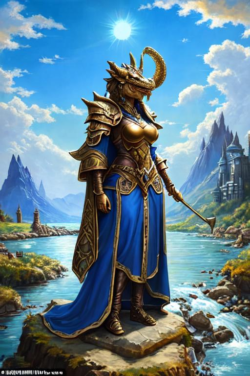 Oil Painting, bronze dragonborn female character, s... OpenArt