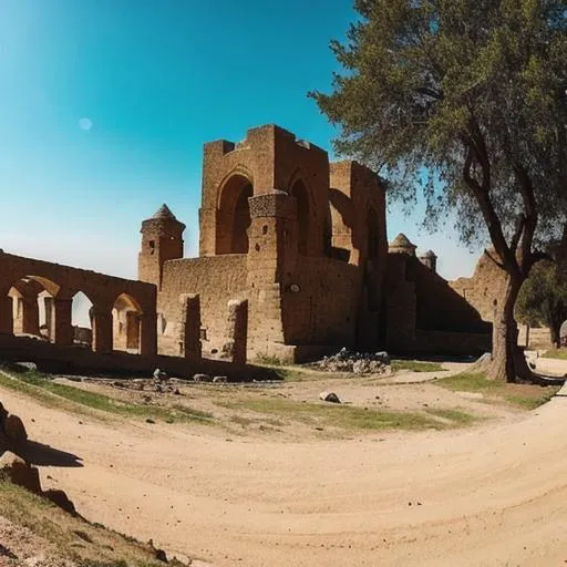Prompt: Medieval war destruction battle ancient arab vintage old world realistic first person gopro footage 
