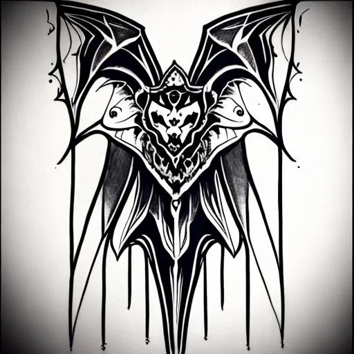 Prompt: symetrical tattoo design, gothic bat, simple lineart