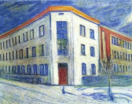 Prompt: building, Edvard Munch