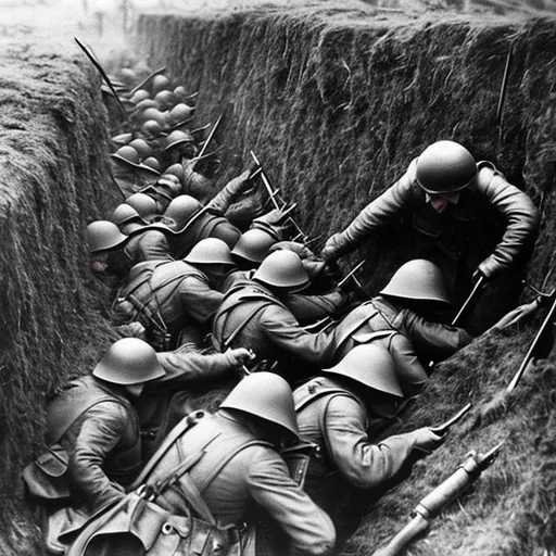 Prompt: ww2 combat in trenches 