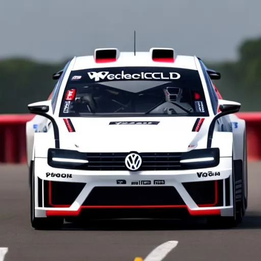 Prompt: Specced out rally version of the vw transporter, with a v12 in the back, with an enormous and complicated tear wing