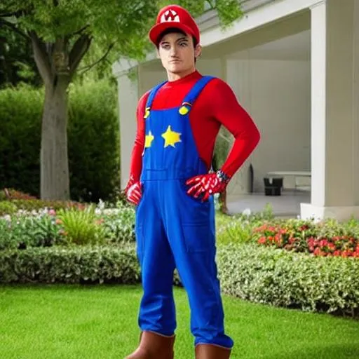 Prompt: Peter Mario is a charismatic and agile character that combines the iconic elements of both Mario and Spider-Man.

Peter Mario has a similar overall appearance to Mario, with his trademark red hat, blue overalls, and brown boots. However, he also incorporates elements of Spider-Man's costume design. He wears a red and blue jumpsuit, similar to Mario's overalls, but with web-like patterns on the blue areas, resembling Spider-Man's suit. His gloves and boots have web-shaped patterns as well, giving him enhanced traction and grip.

Peter Mario's red hat features a small spider symbol, representing his Spider-Man influence. Additionally, he wears a red mask that covers the upper half of his face, leaving his expressive eyes visible. The mask has web-like patterns extending from the eyes, further blending the two characters' aesthetics.
