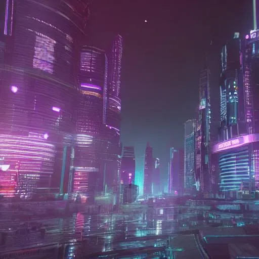 Prompt: 3D HDRI  4K. cyberpunk, city, future city, night, purple